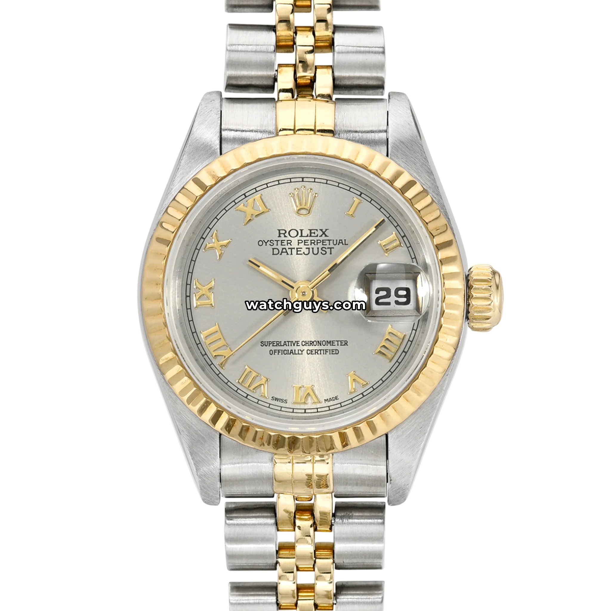 ROLEX DATEJUST 69173G 金属コマ 2コマ Rolex Datejust 69173 Silver Roman Two Tone - 100% Authentic