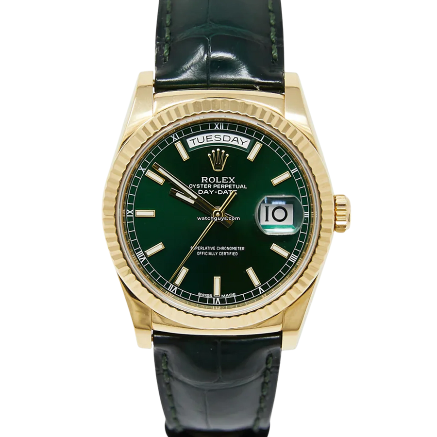 Rolex Day Date 36 Green Dial Solid 18K Gold Luxury Watch 118138 0003
