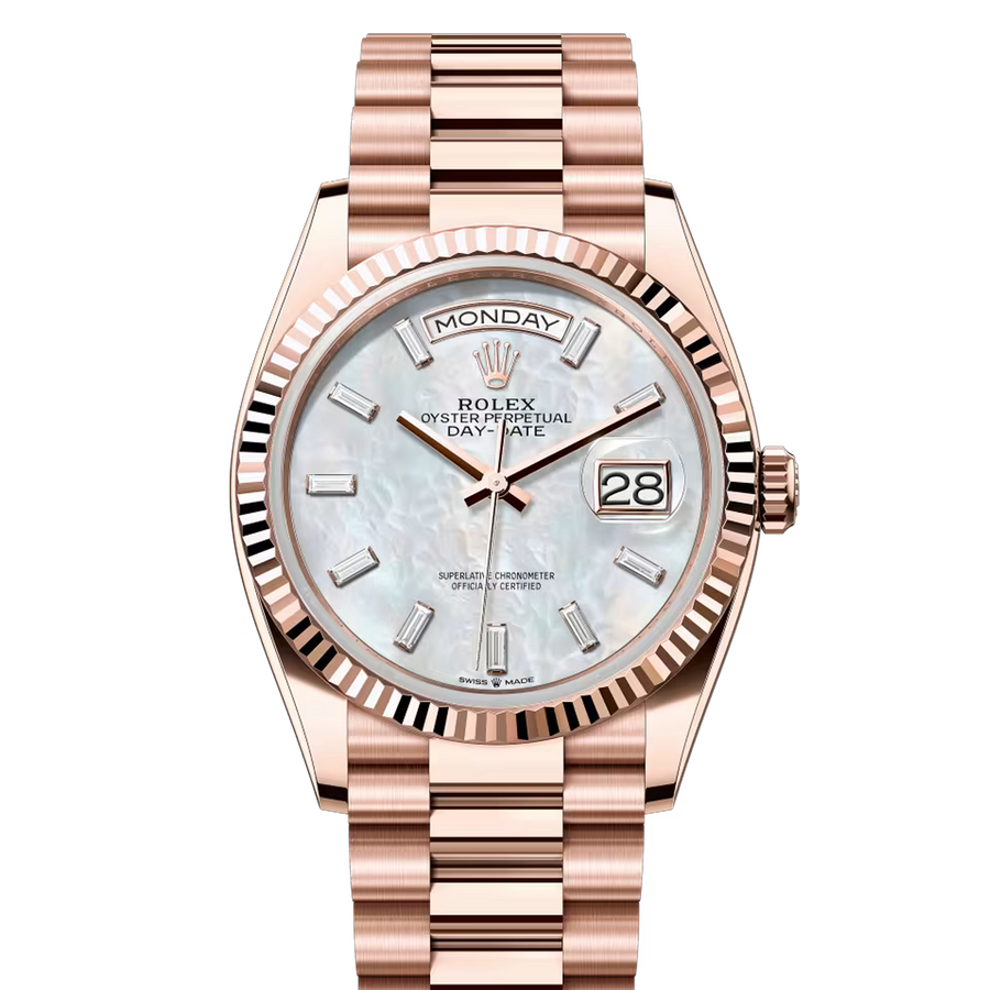 Rolex Day-Date 128235 Mother of Pearl Diamond Baguette