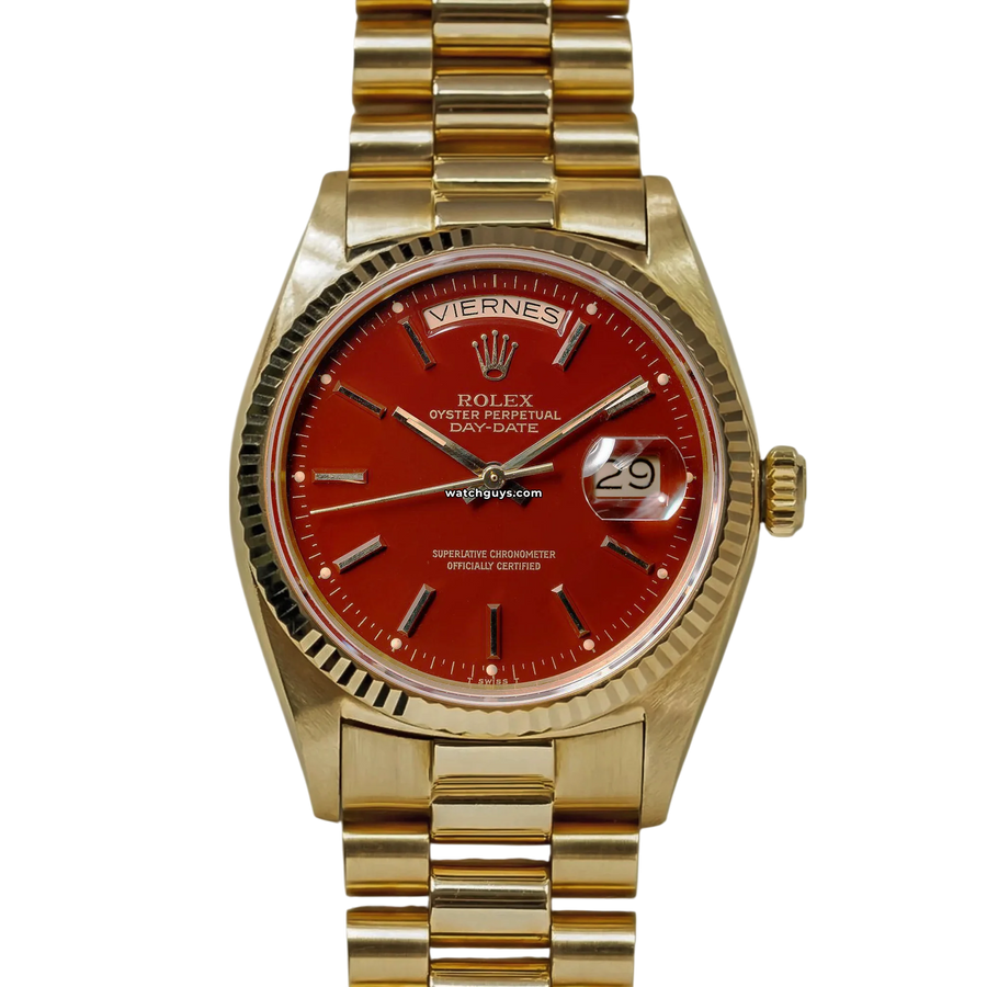 Rolex Day Date 1803 Oxblood Red Yellow Gold Watches