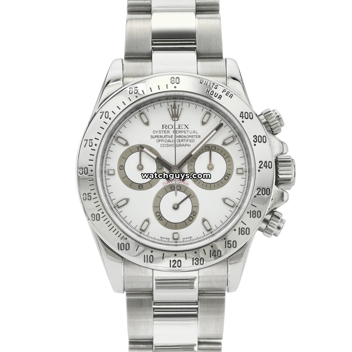 Rolex Daytona 116520 White 40mm Stainless Steel – WatchGuys