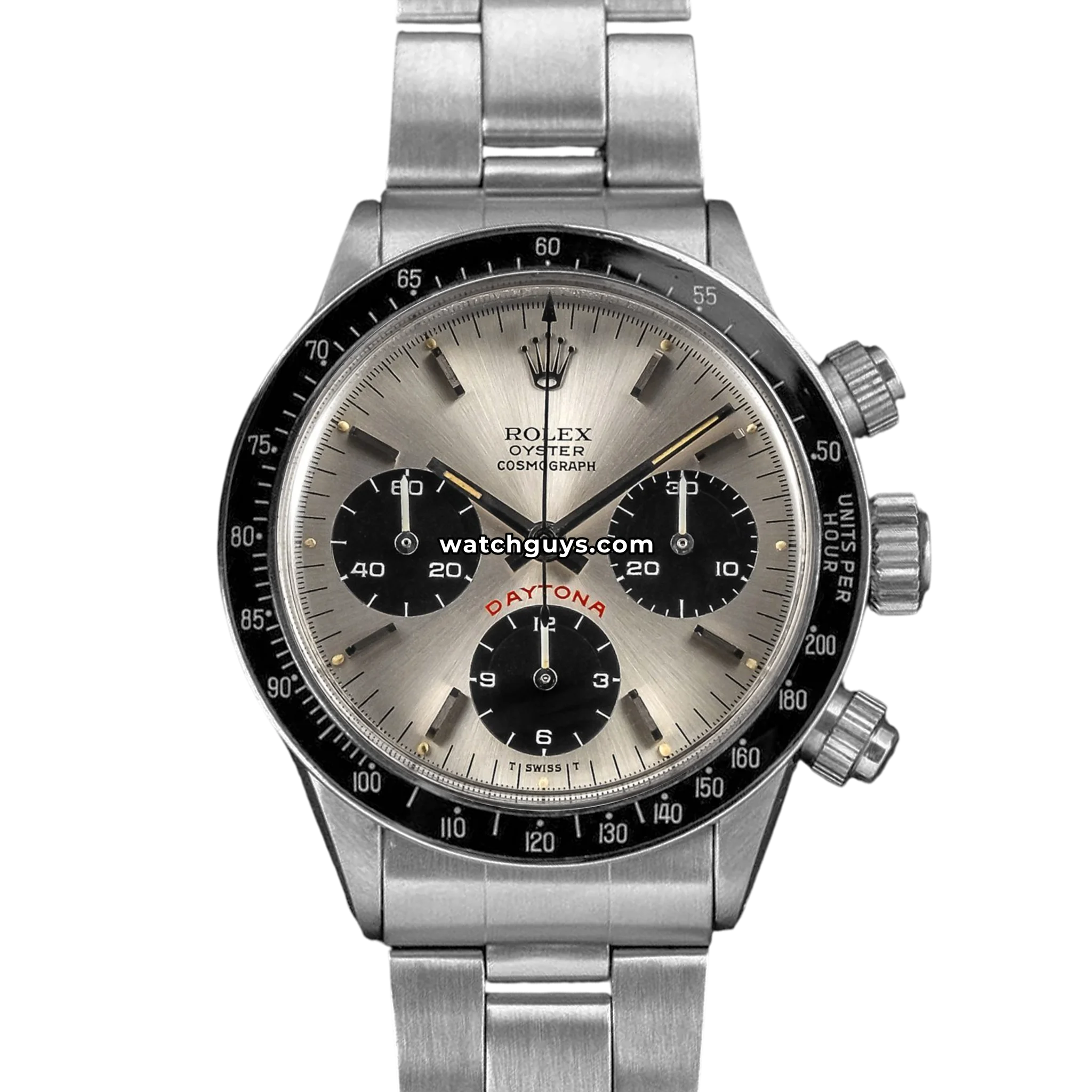 Rolex Daytona Big Red reference 6263 in stainless steel with black dial and red Daytona text product photo from WatchGuys