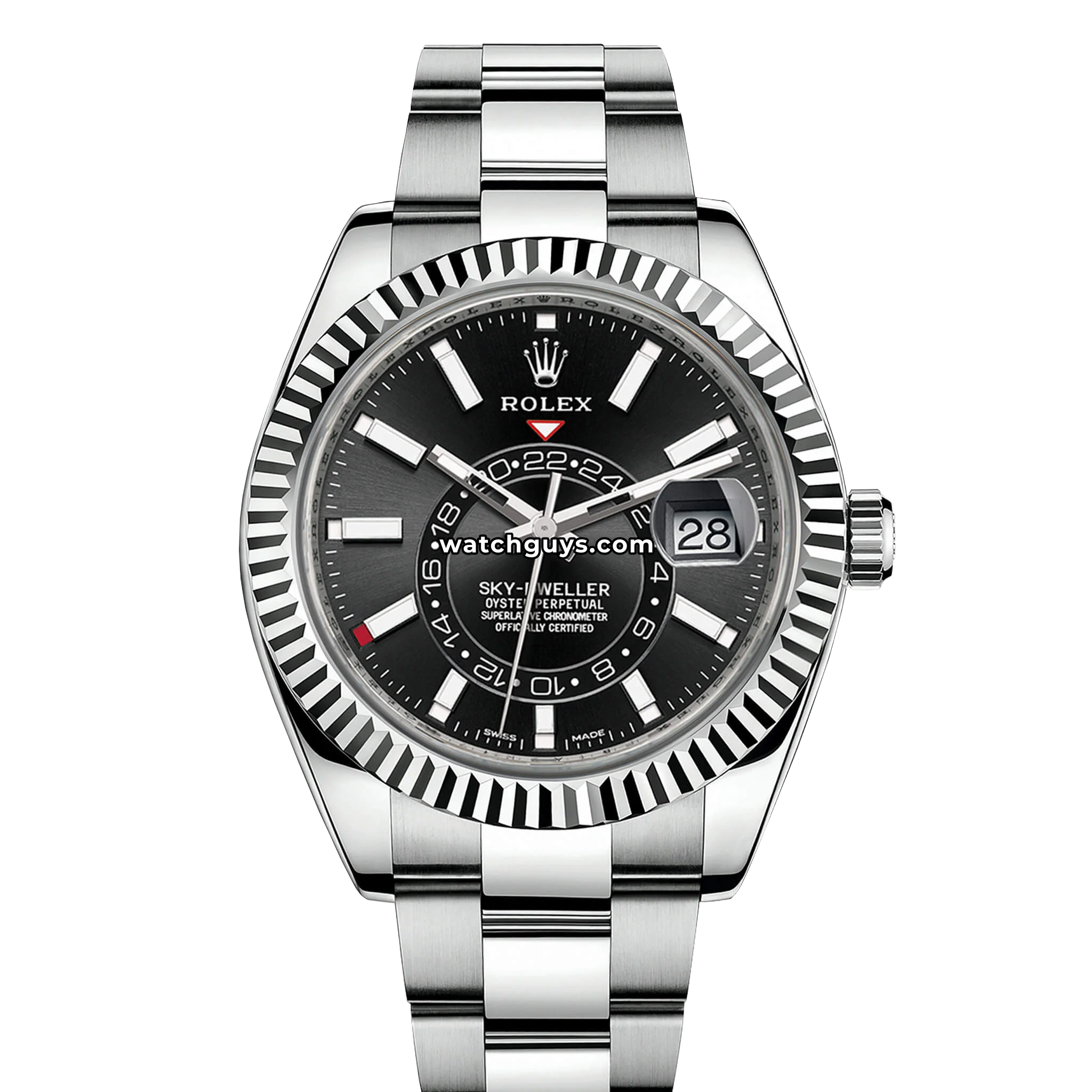 Rolex Sky-Dweller reference 326934 in steel and white gold with black dial and fluted bezel product photo from WatchGuys