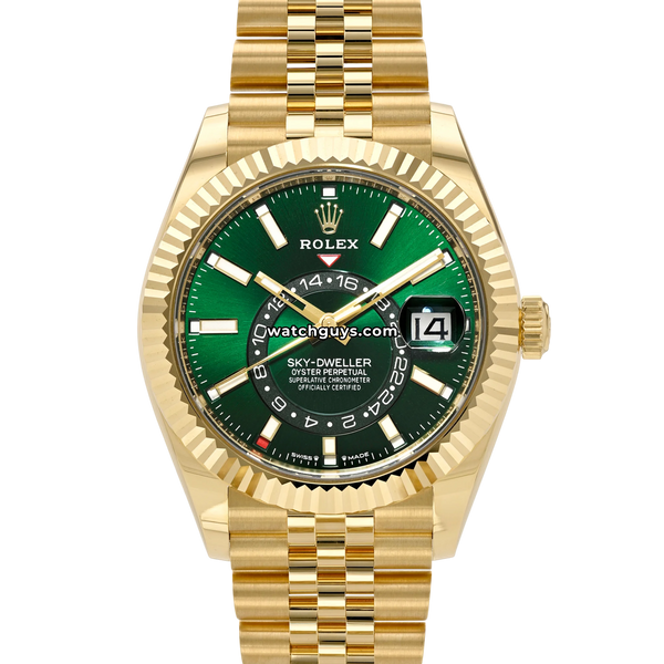 Rolex Sky-Dweller 3336938 Green Dial Jubilee 42mm – WatchGuys