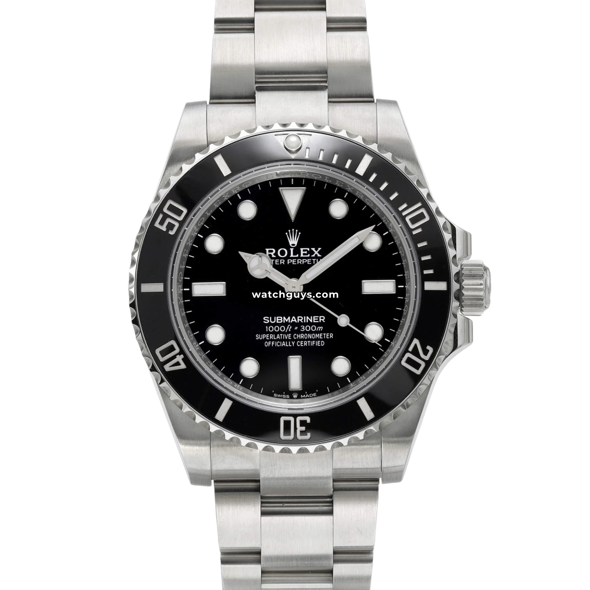 Rolex Submariner Date reference 124060 in stainless steel with black dial and matching bezel product photo from WatchGuys