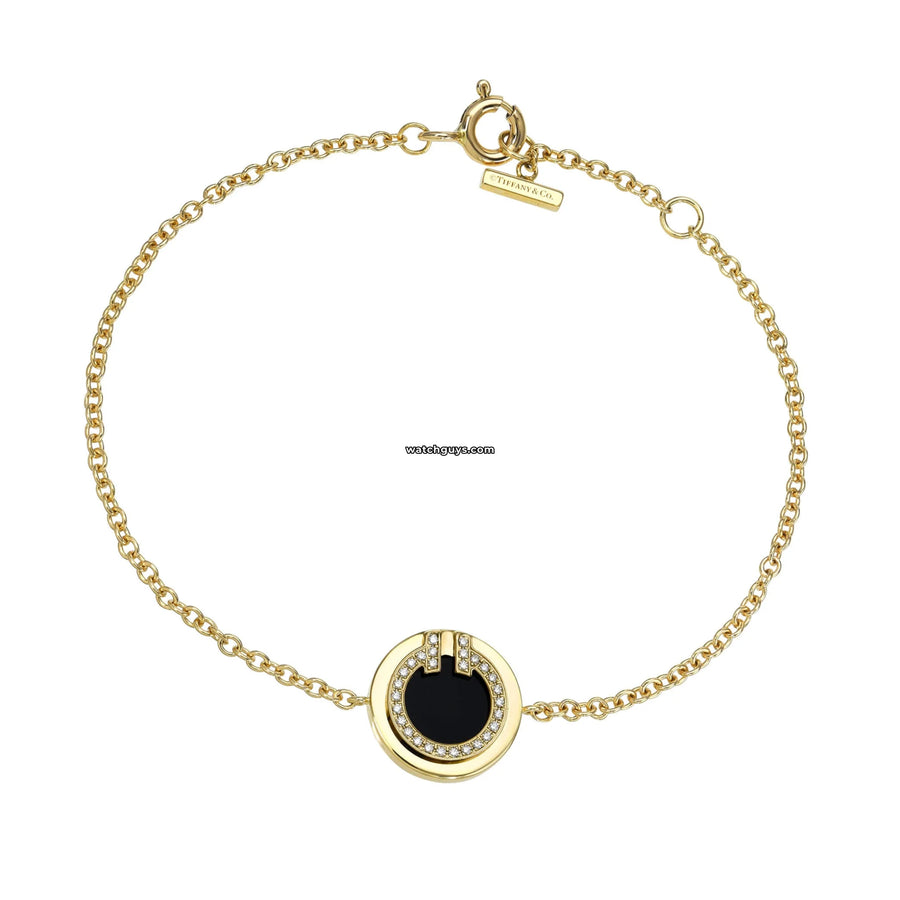 Tiffany & Co. T Circle Diamond And Onyx Bracelet