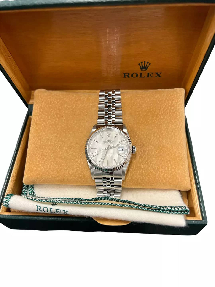Rolex Datejust 16234 Silver Tapestry Dial
